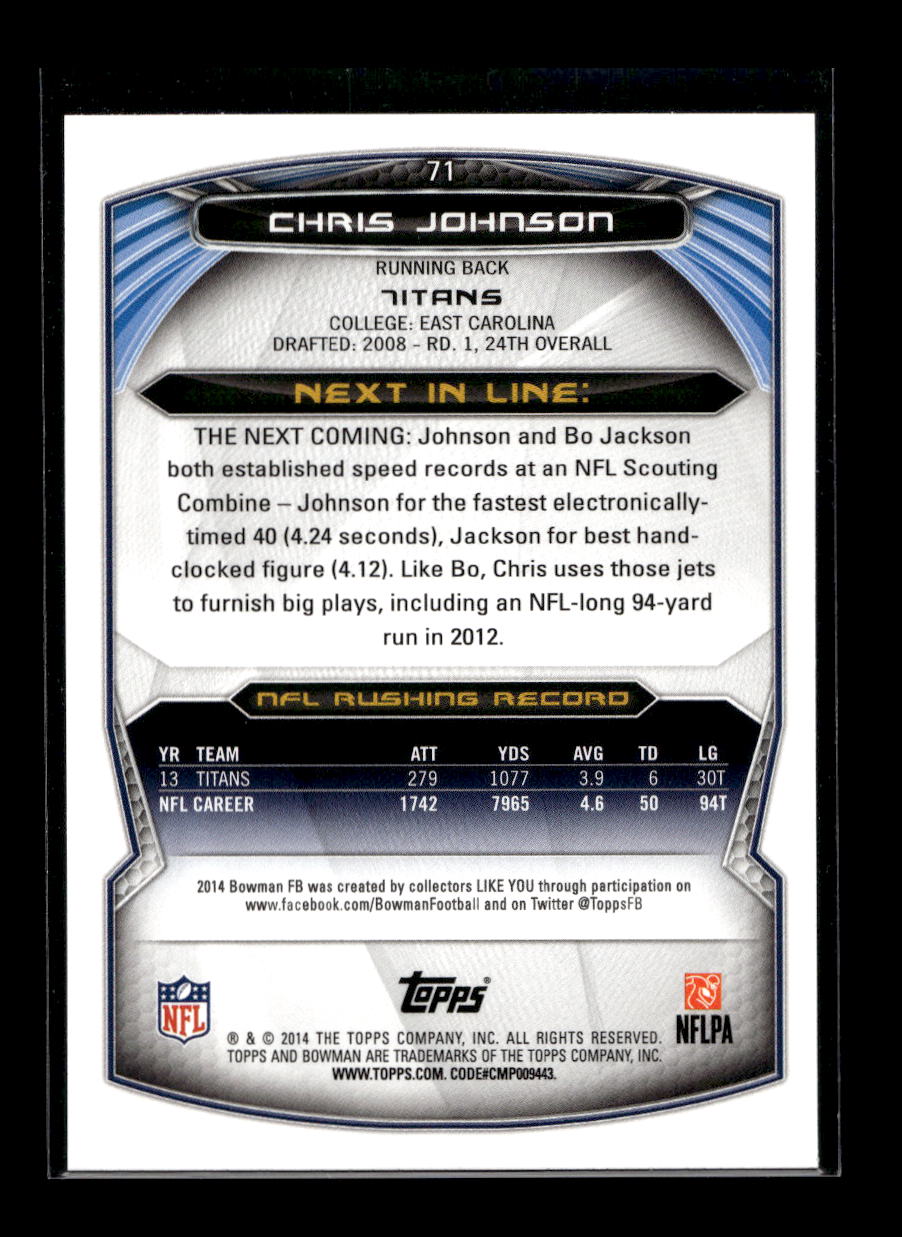 2014 Bowman #71 Chris Johnson (Tennessee Titans)
