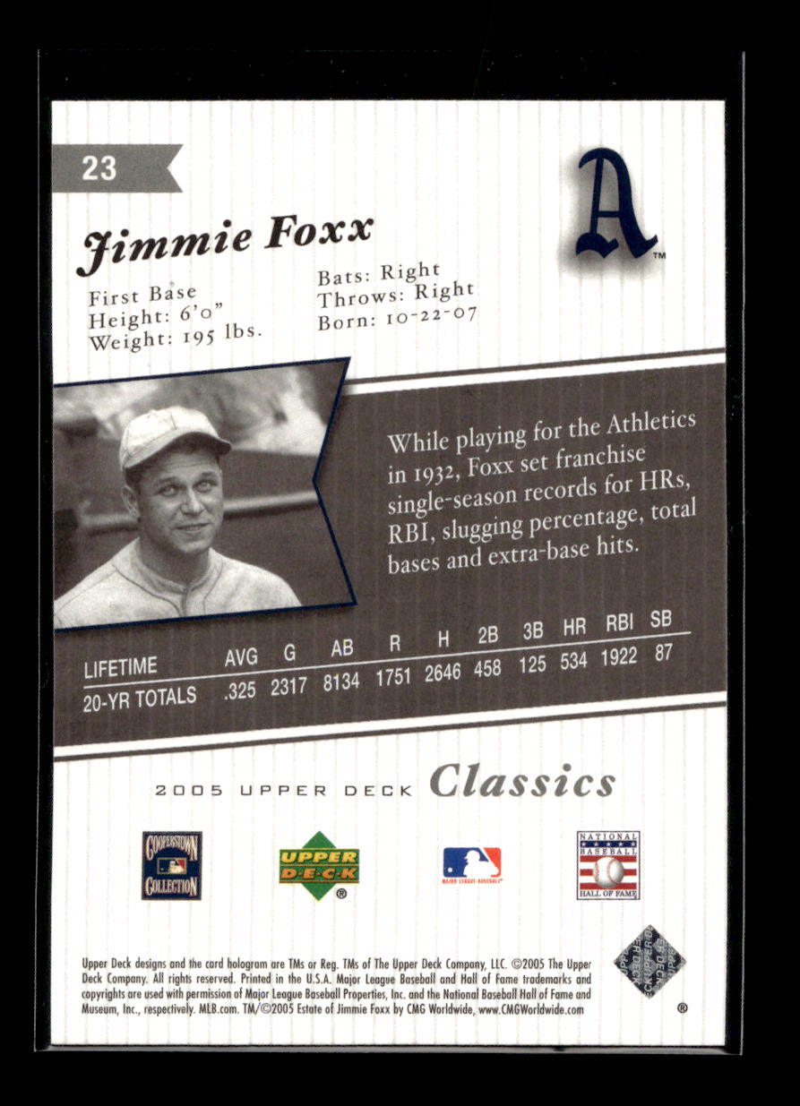 2005 Upper Deck Classics #23 Jimmie Foxx (Boston Red Sox)