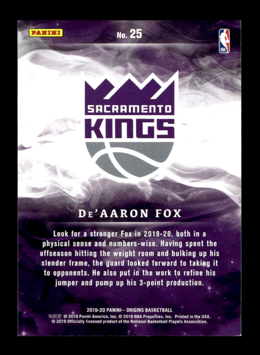 2019-20 Panini Origins #25 De'Aaron Fox (Sacramento Kings)