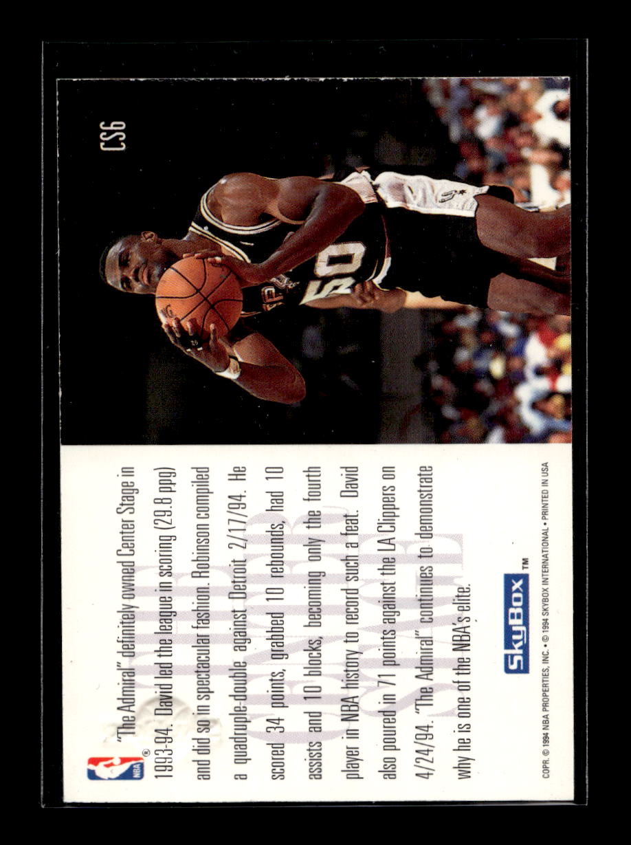 1994-95 SkyBox Premium Center Stage #CS6 David Robinson (San Antonio Spurs)
