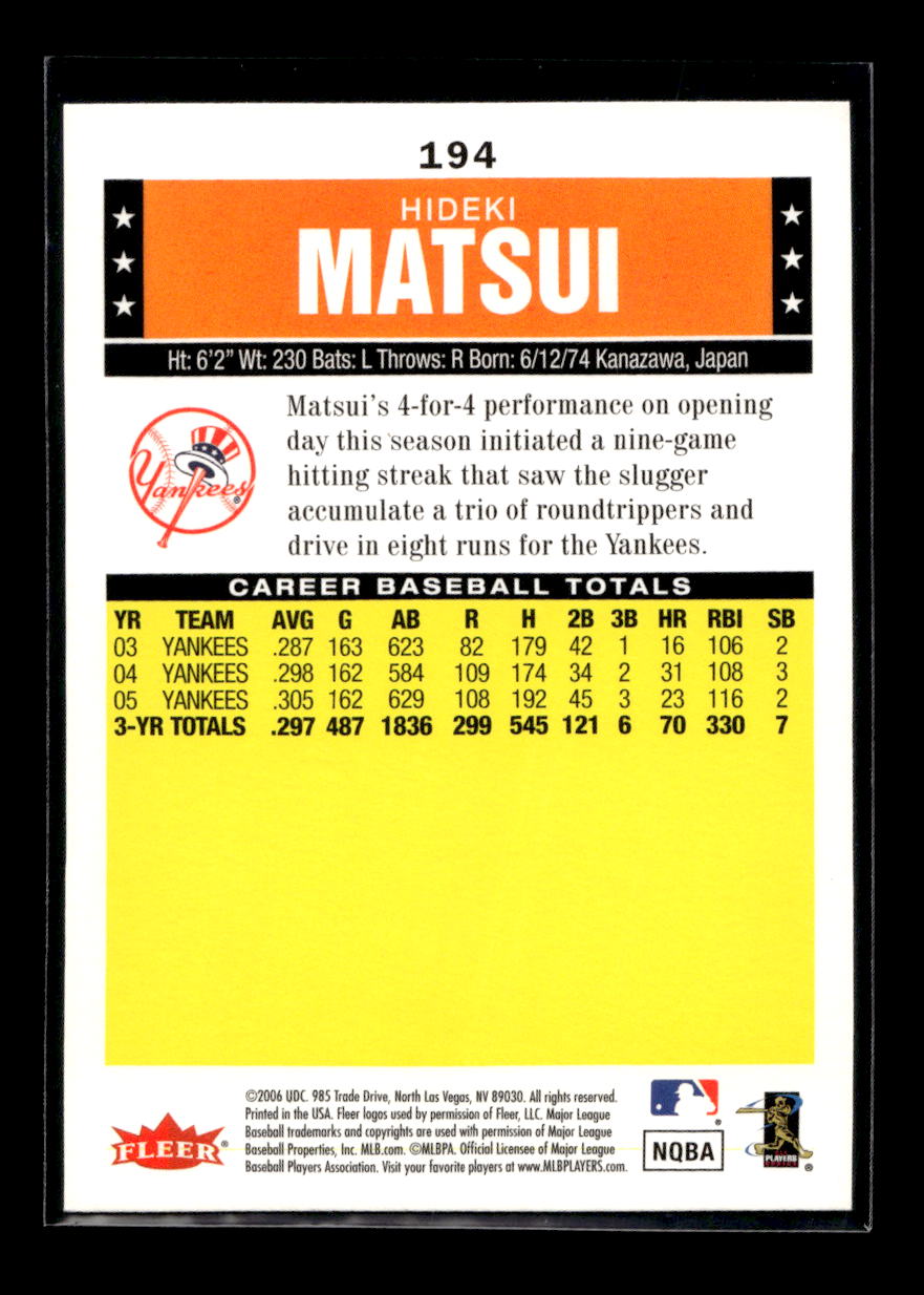 2006 Fleer Tradition #194 Hideki Matsui (New York Yankees)