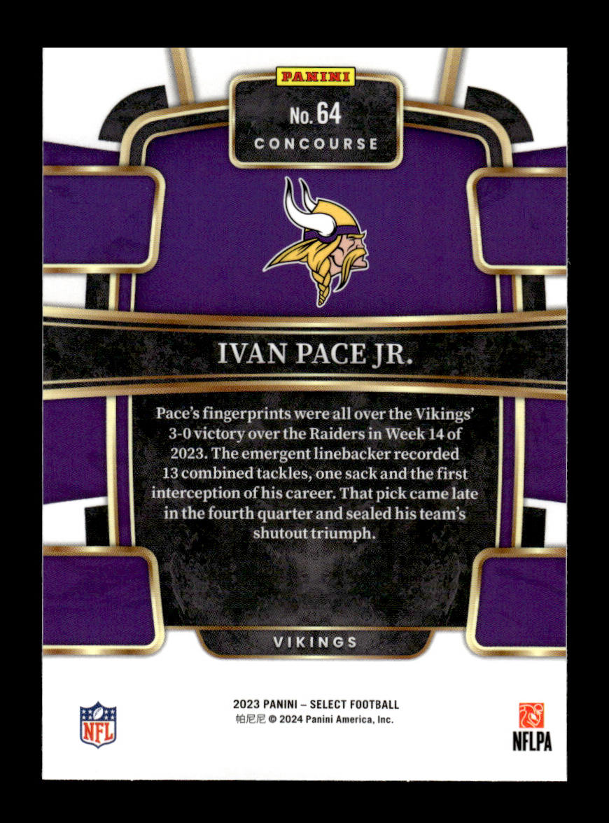 2023 Select #64 Ivan Pace Jr. Rookie (Minnesota Vikings)