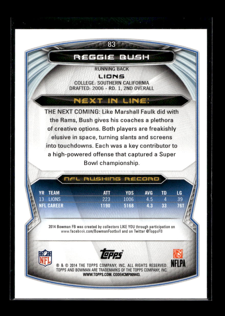 2014 Bowman #V83 Reggie Bush (Detroit Lions)