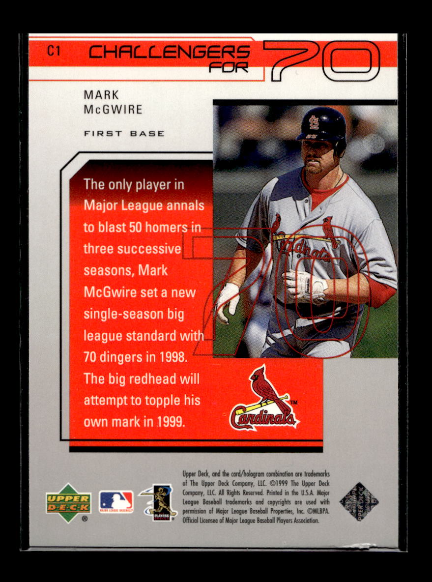 1999 Upper Deck Challengers for 70 #C1 Mark McGwire (St. Louis Cardinals)