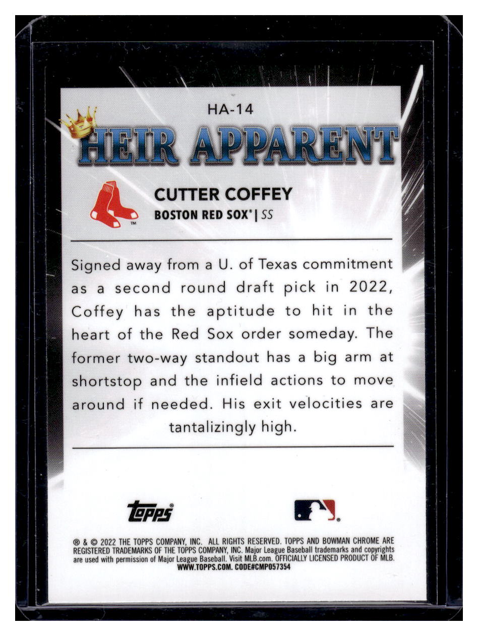 2022 Bowman Chrome "Heir Apparent" #HA-14 Cutter Coffey (Boston Red Sox)