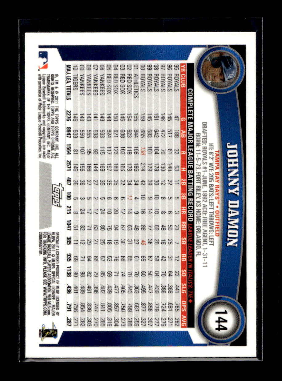 2011 Topps Chrome X-Fractors #144 Johnny Damon (Tampa Bay Rays)