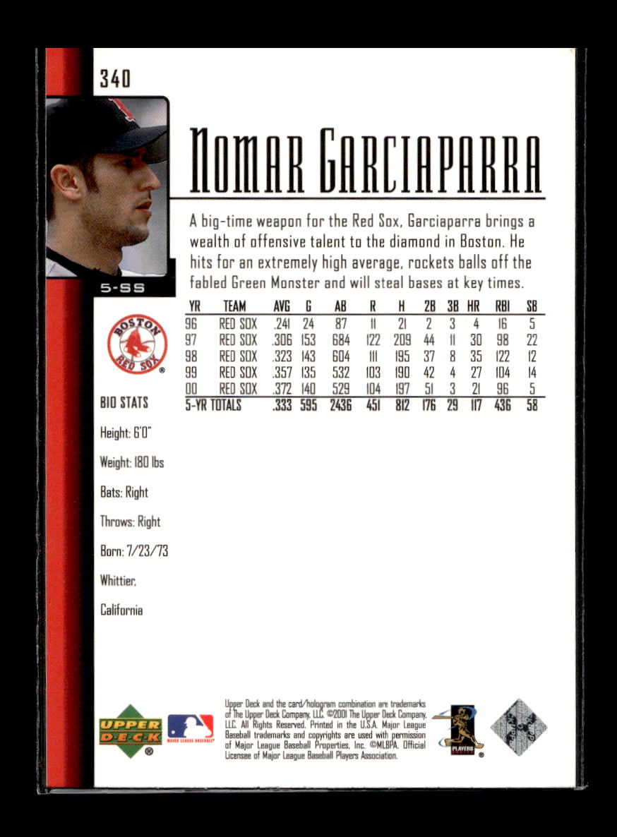 2001 Upper Deck #340 Nomar Garciaparra (Boston Red Sox)