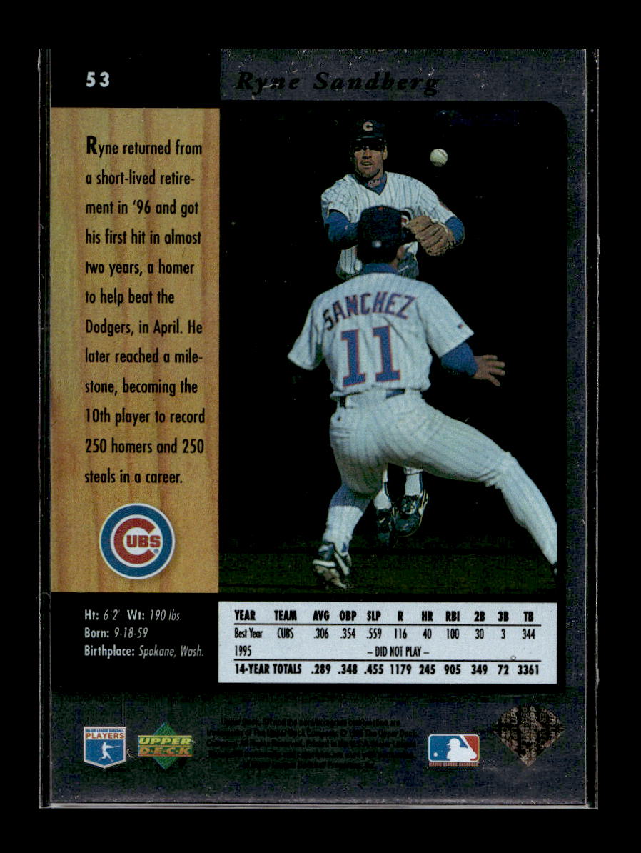 1996 SP #53 Ryne Sandberg (Chicago Cubs)