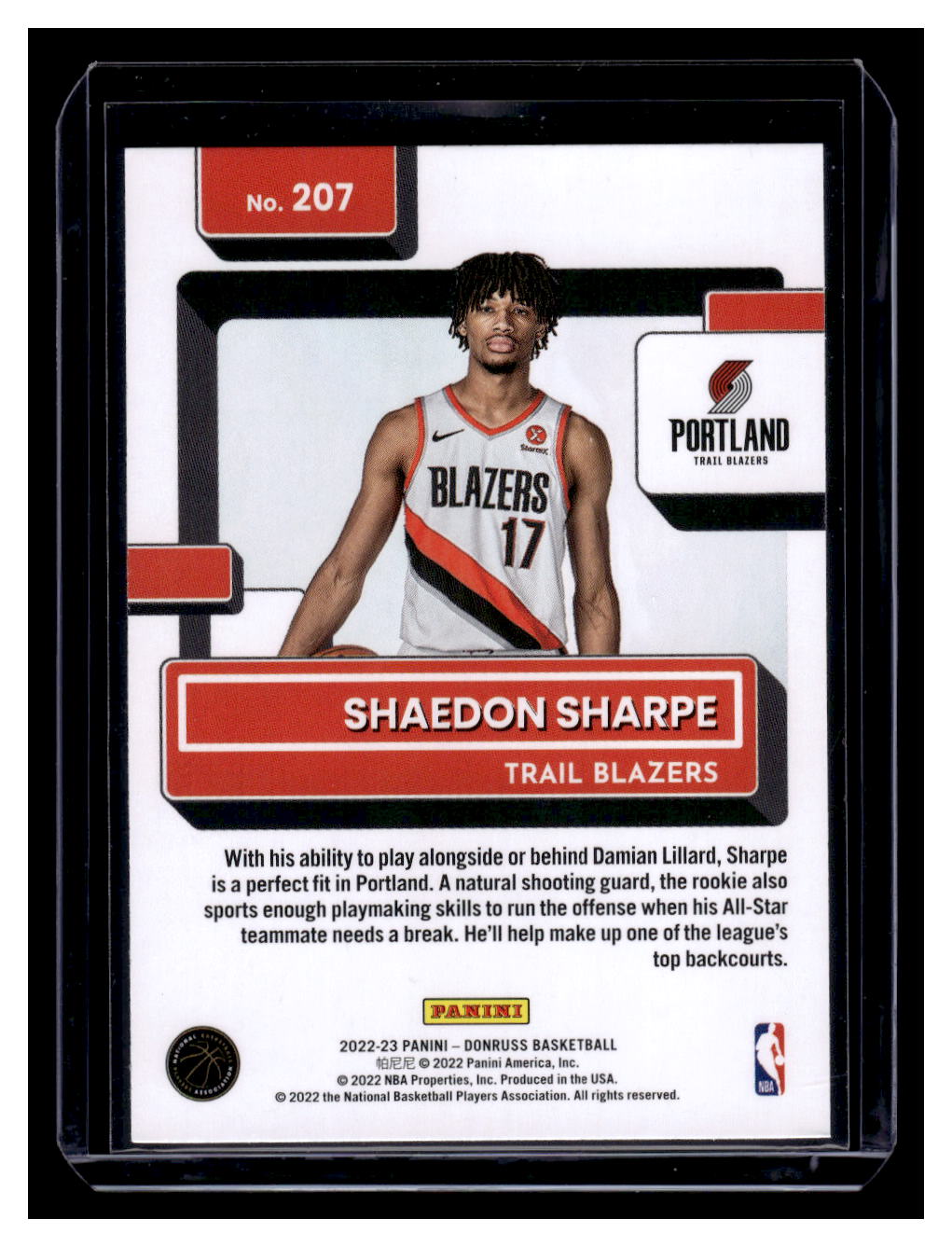 2022-23 Donruss Rated Rookie #207 Shaedon Sharpe (Portland Trail Blazers)