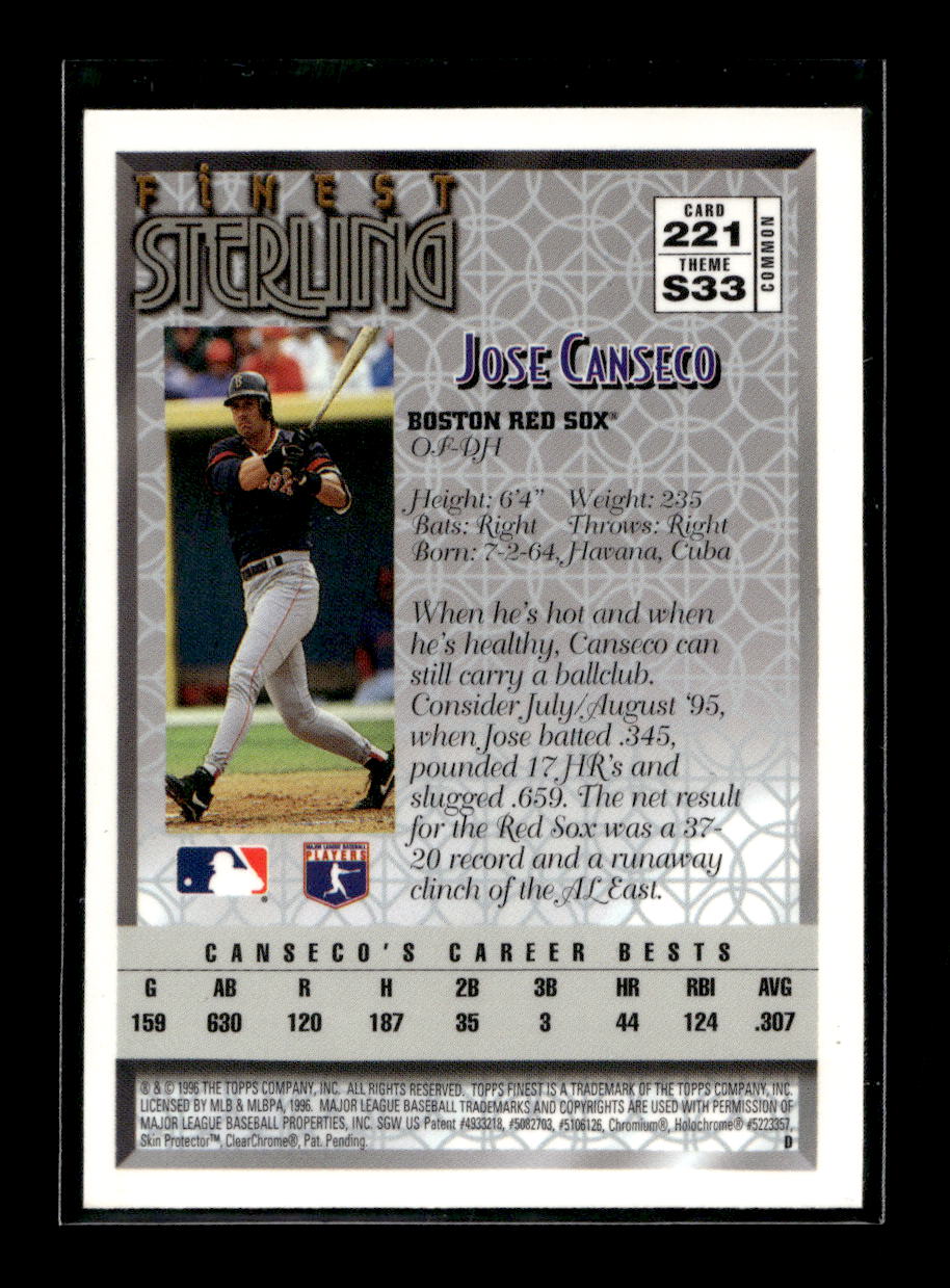 1996 Finest Bronze #221 Jose Canseco (Boston Red Sox)