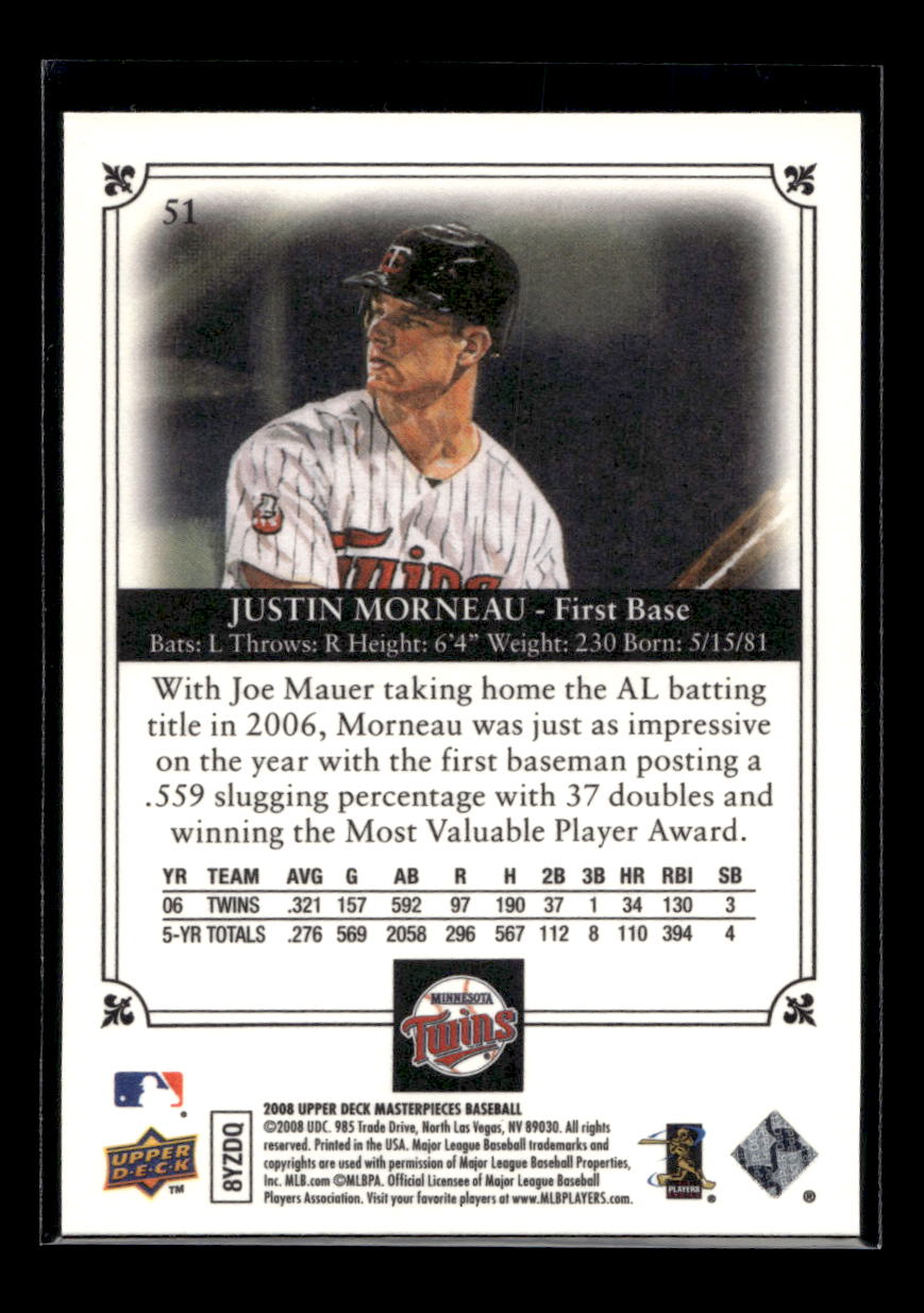 2008 UD Masterpieces #51 Justin Morneau (Minnesota Twins)