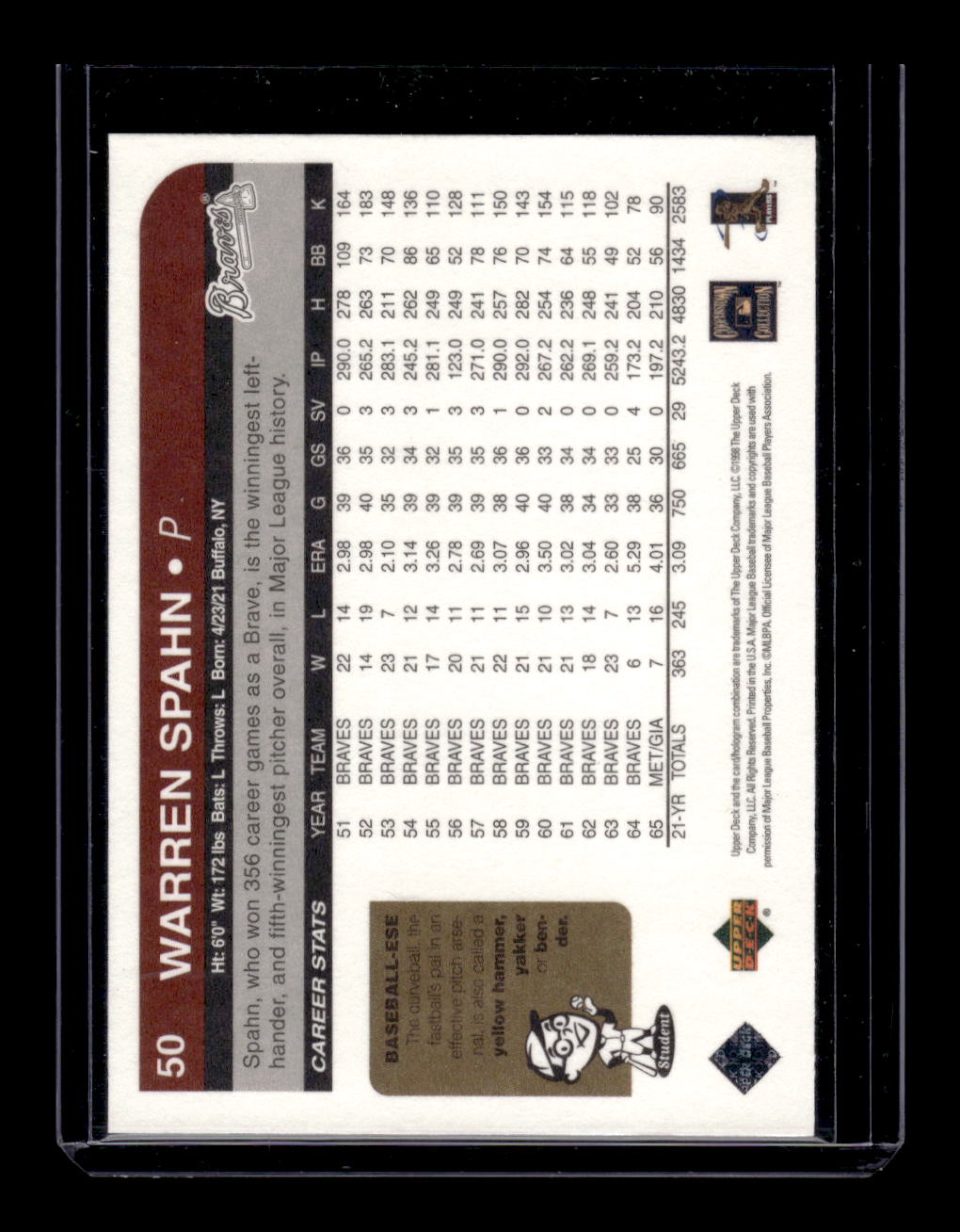1998 Upper Deck Retro #50 Warren Spahn (Milwaukee Braves)