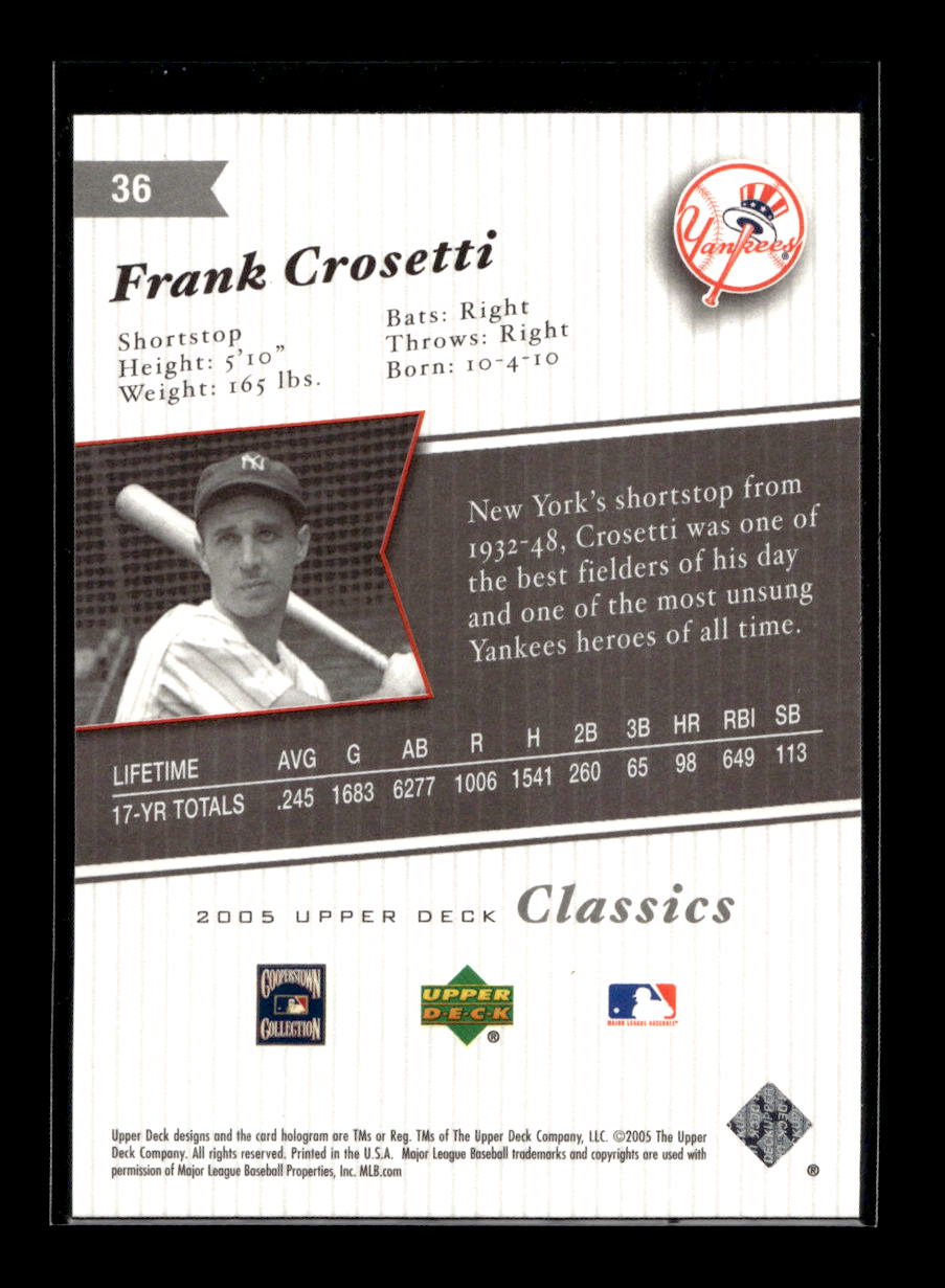 2005 Upper Deck Classics #36 Frankie Crosetti (New York Yankees)