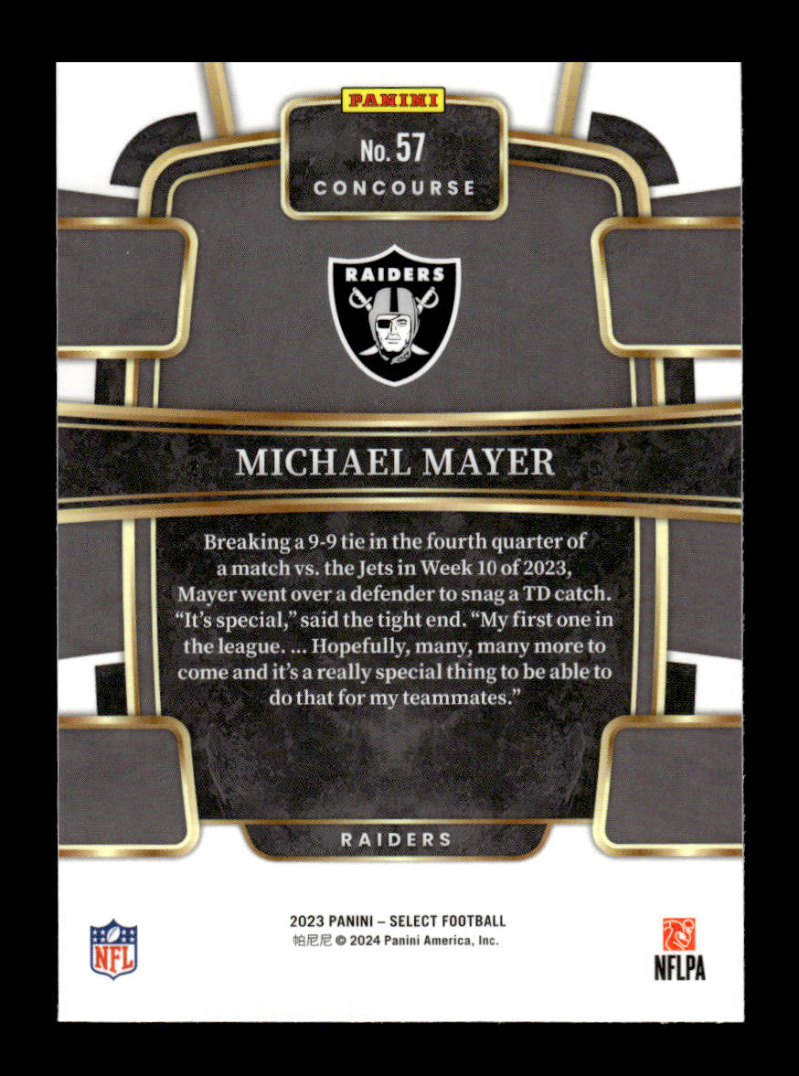 2023 Select #57 Michael Mayer Rookie (Las Vegas Raiders)