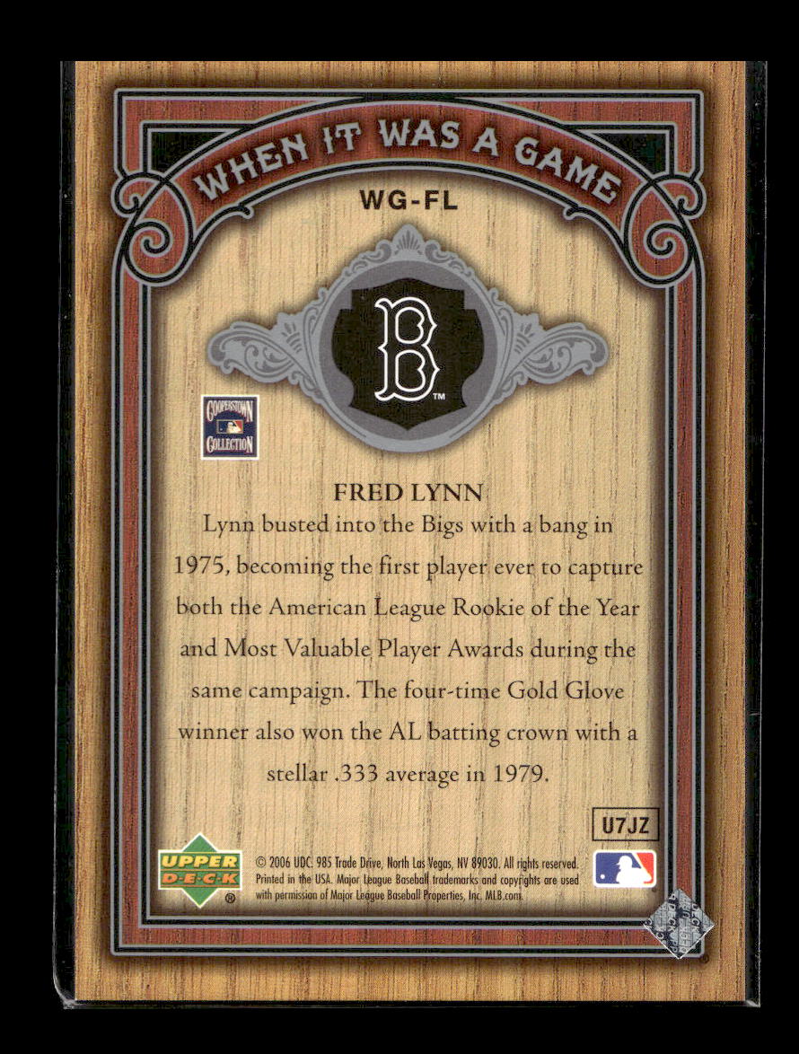 2006 SP Legendary Cuts When It Was A Game Silver #FL Fred Lynn #'d /550 (Boston Red Sox)