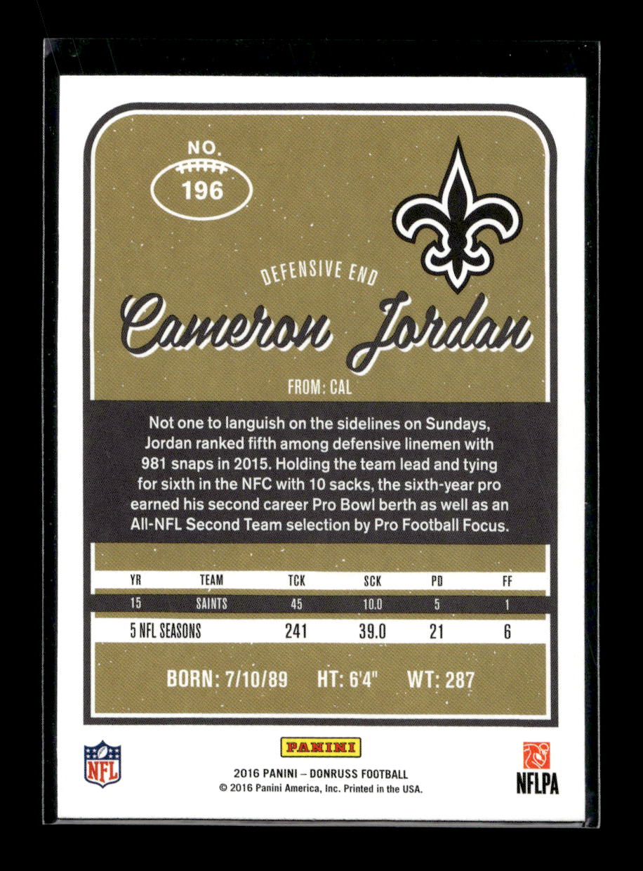 2016 Donruss #196 Cameron Jordan (New Orleans Saints)