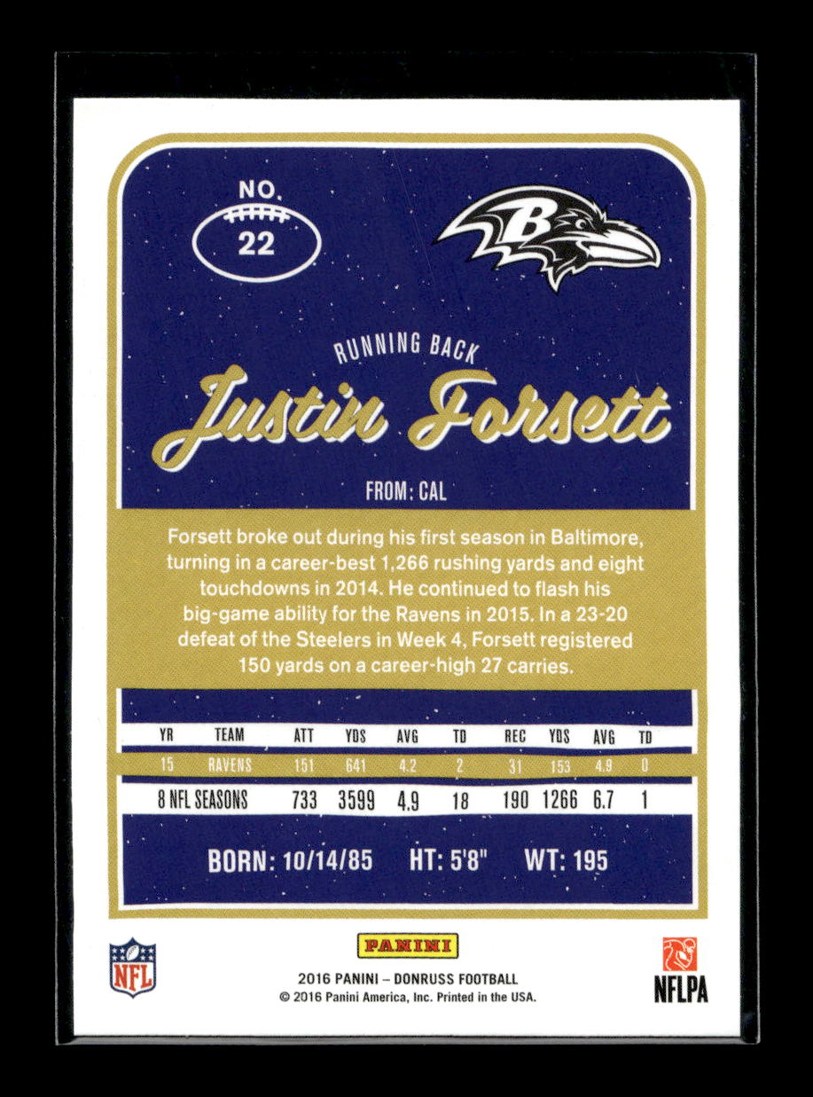2016 Donruss #22 Justin Forsett (Baltimore Ravens)