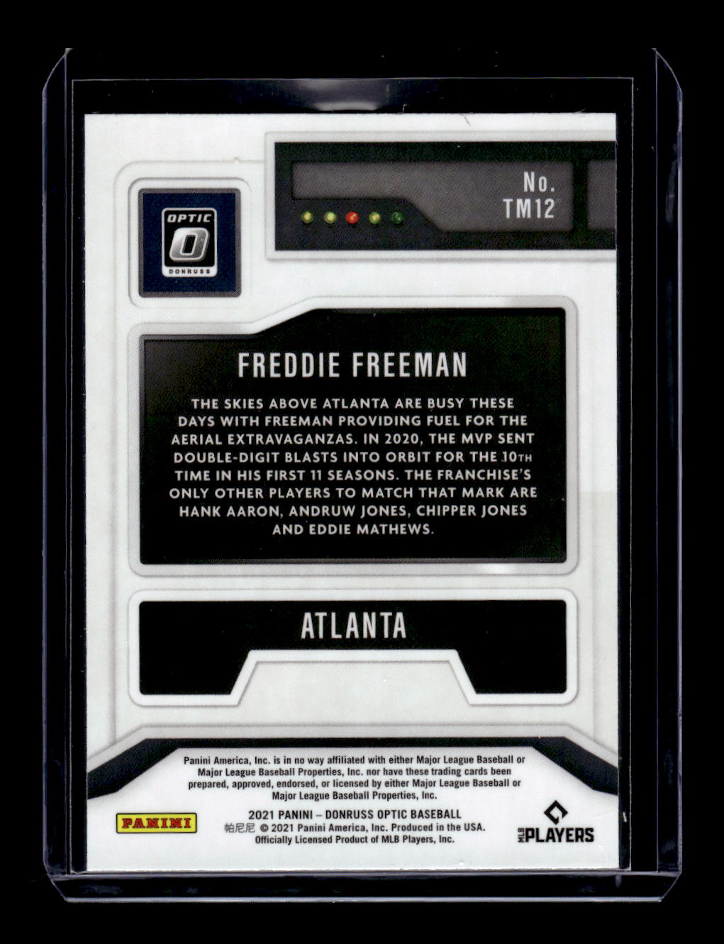 2021 Donruss Optic "T-Minus 3...2...1..." #TM12 Freddie Freeman (Atlanta Braves)
