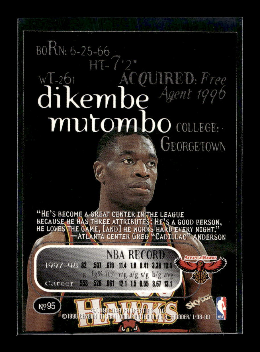 1998-99 SkyBox Thunder #95 Dikembe Mutombo (Atlanta Hawks)