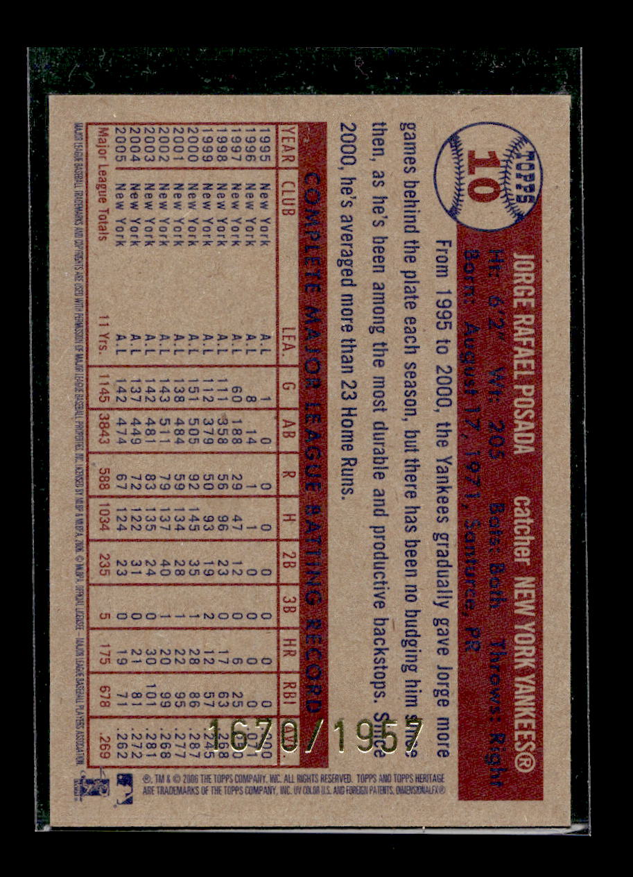 2006 Topps Heritage Chrome #10 Jorge Posada #'d /1957 (New York Yankees)