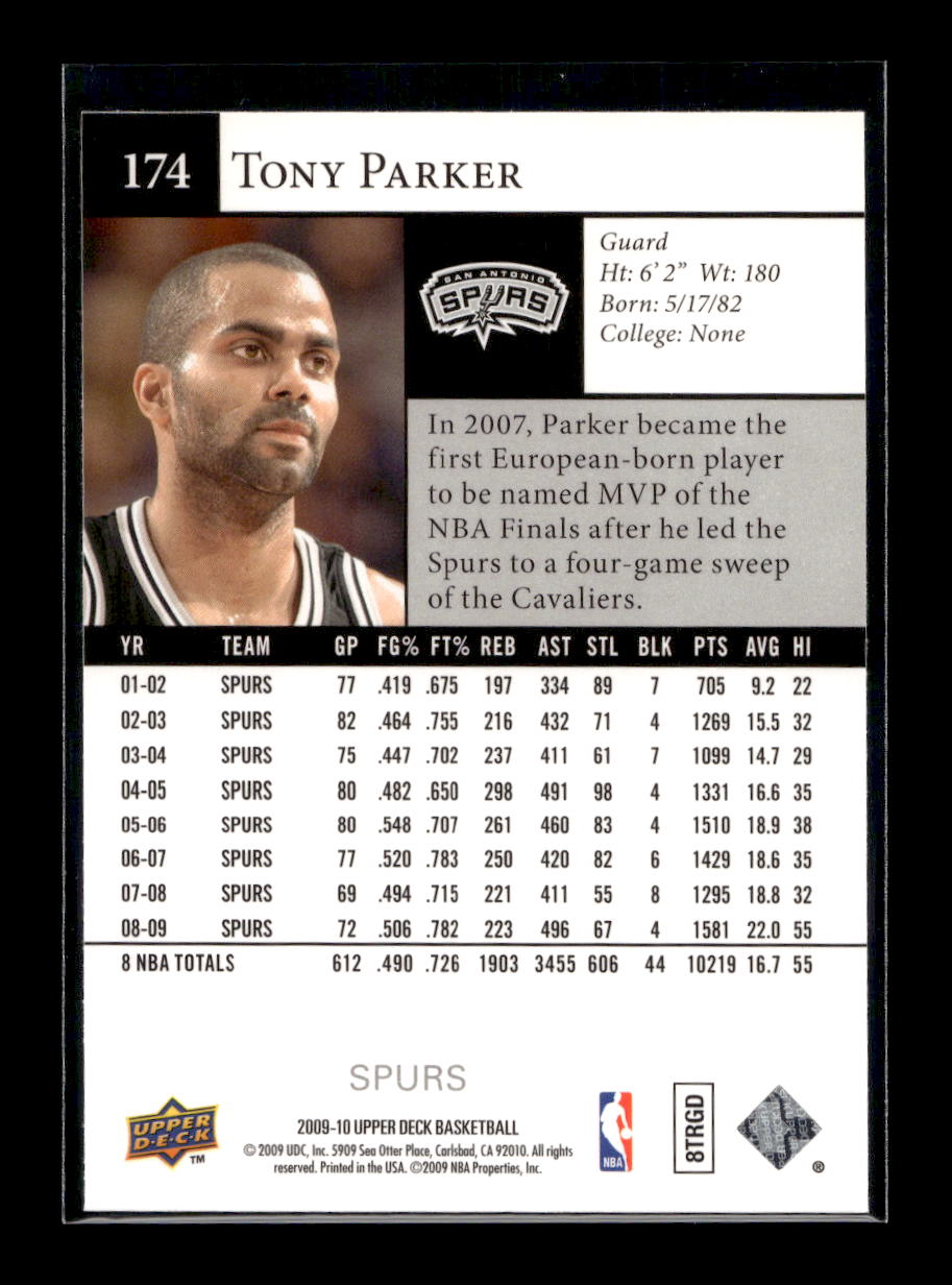 2009-10 Upper Deck #174 Tony Parker (San Antonio Spurs)