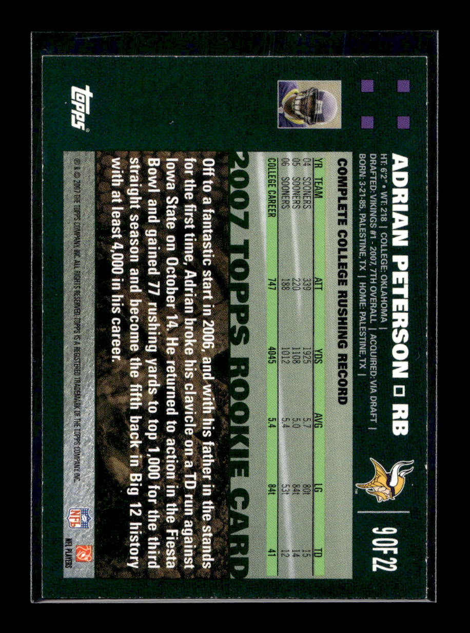 2007 Topps Turn Back The Clock #9 Adrian Peterson (Minnesota Vikings)