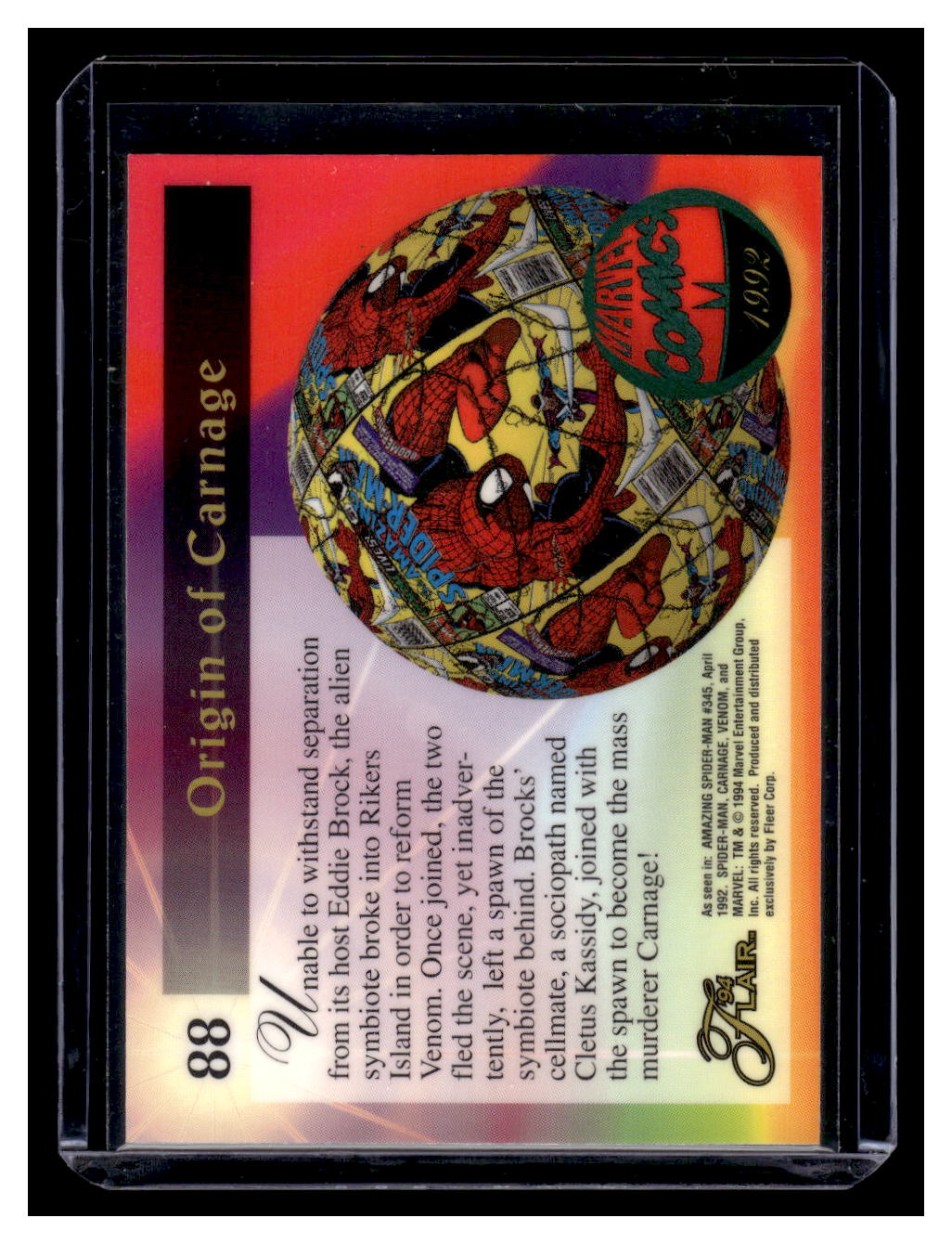 1994 Flair Marvel Carnage Origin of Carnage Card #88