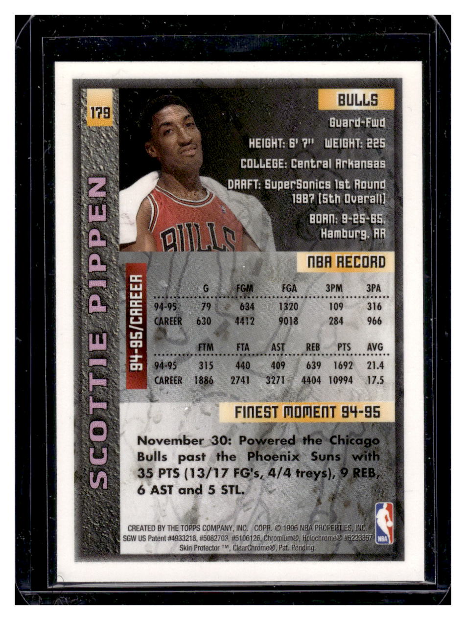 1996 Topps Finest Scottie Pippen #179 w/ Peel Protector (Chicago Bulls)
