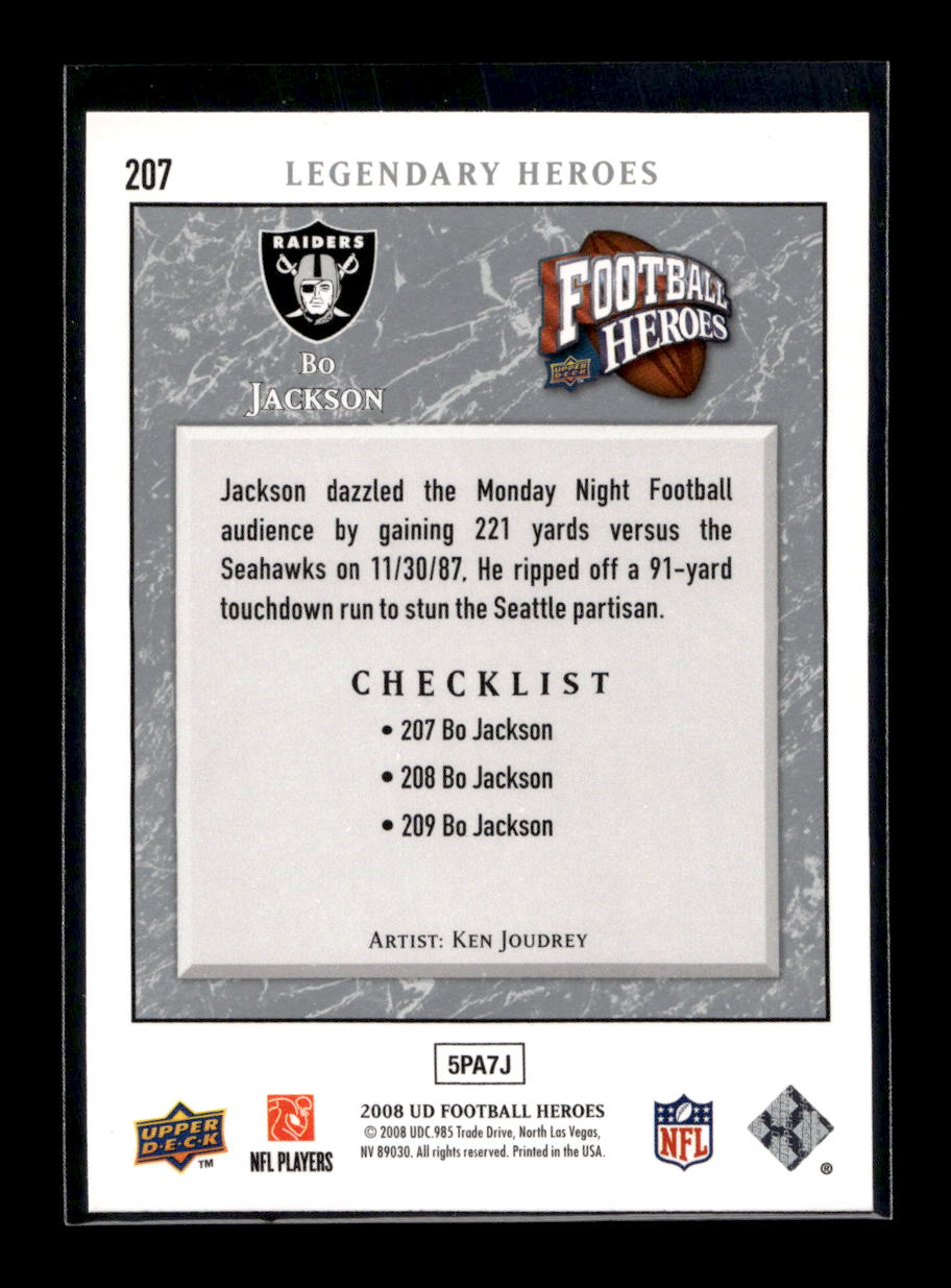 2008 Upper Deck Heroes #207 Bo Jackson (Los Angeles Raiders)