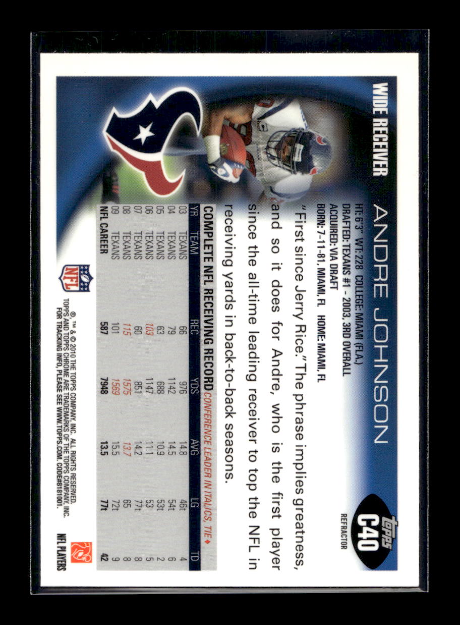 2010 Topps Chrome Refractors #C40 Andre Johnson (Houston Texans)