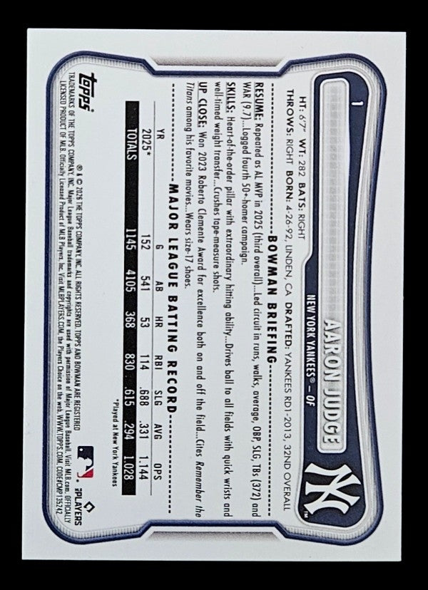 2026 Bowman #1 Aaron Judge (Yankees)