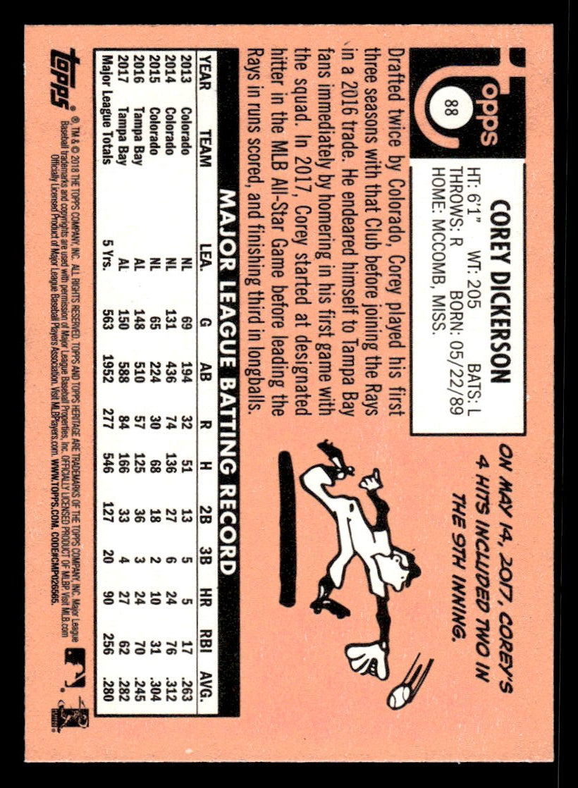 2018 Topps Heritage #88 Corey Dickerson