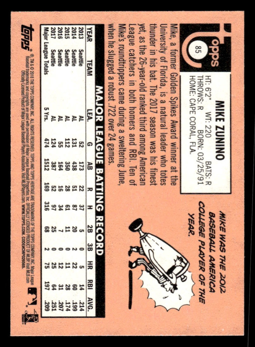 2018 Topps Heritage #85 Mike Zunino (Mariners)