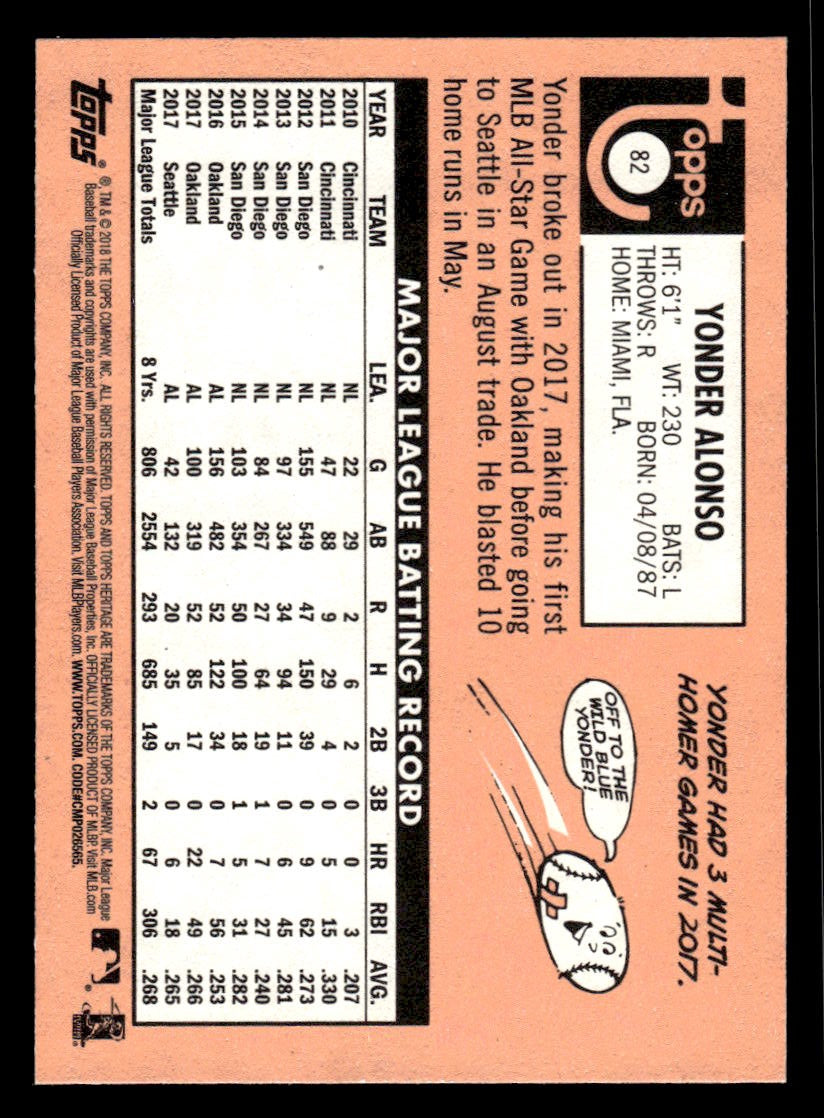 2018 Topps Heritage #82 Yonder Alonso (Mariners)