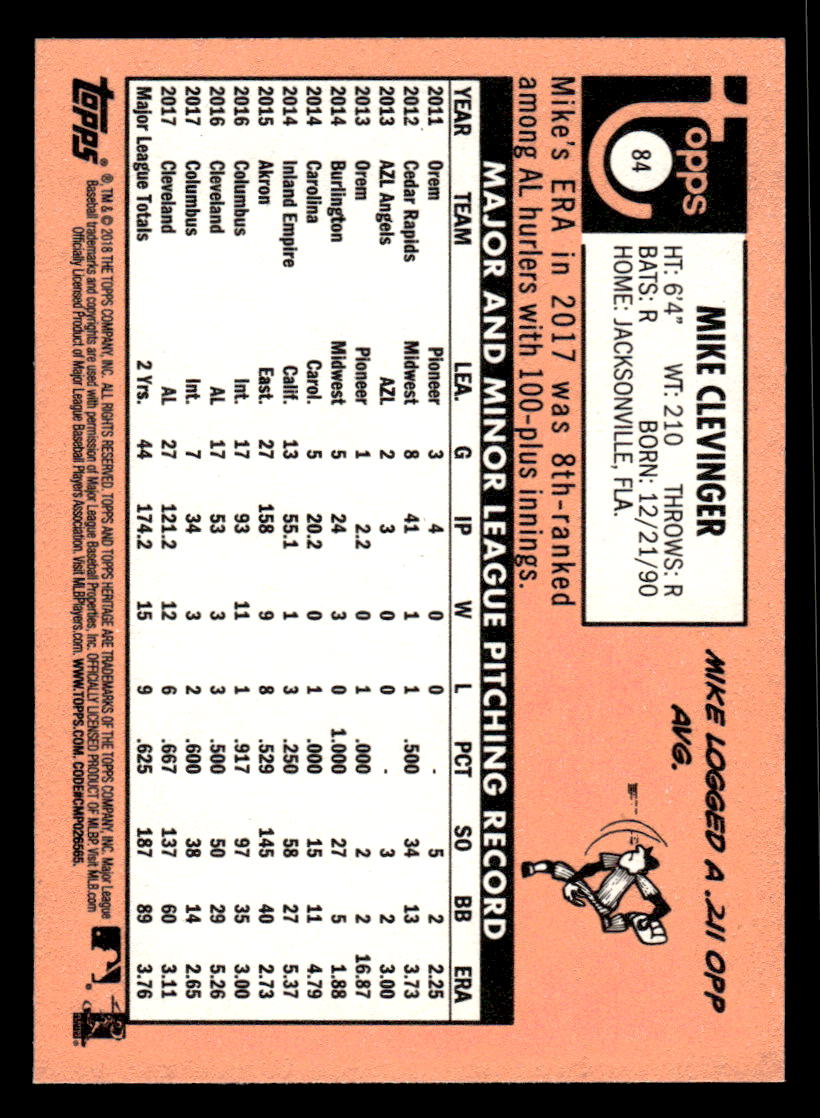 2018 Topps Heritage #84 Mike Clevinger (indians)
