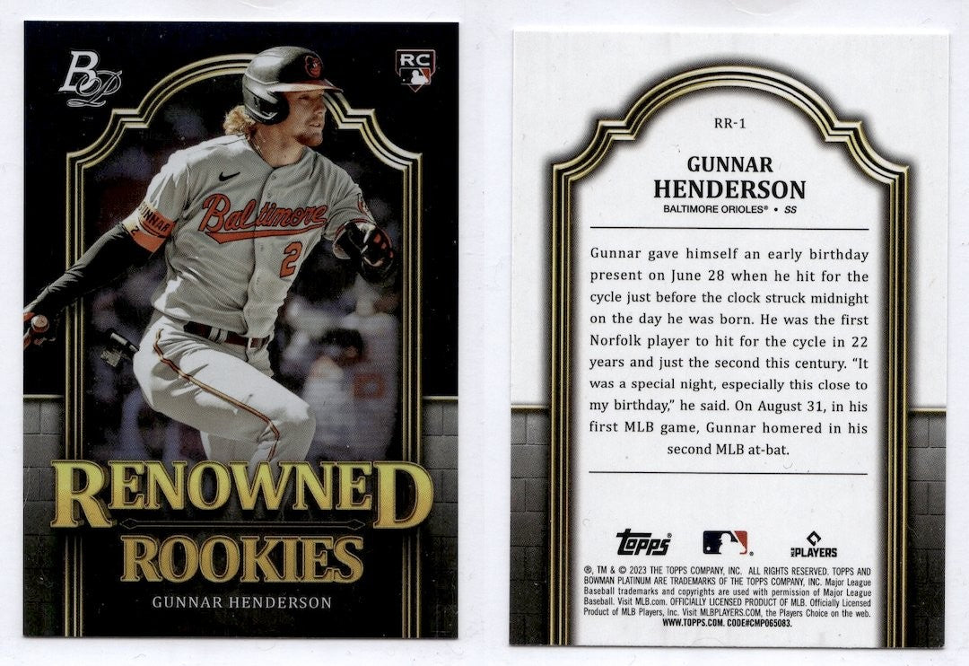 2023 Bowman Platinum GUNNAR HENDERSON #RR-1 (Orioles)