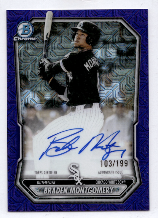 2026 Bowman Chrome Mega Box PURPLE Refractor Braden Montgomery Auto /199 #BMA-BM