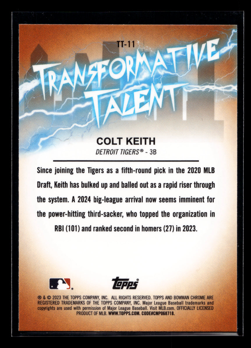 2023 Bowman Chrome Draft Transformative Talent #TT11 Colt Keith (Detroit Tigers)
