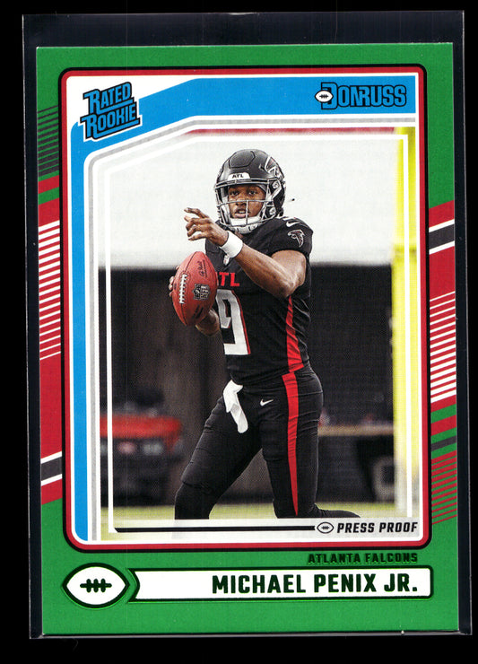 2024 Donruss Press Proof Green #308 Michael Penix Jr. Rated Rookie (Atlanta Falcons)
