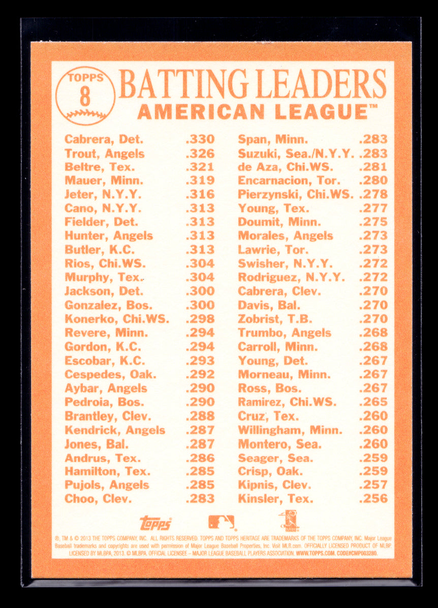 2013 Topps Heritage #8 Miguel Cabrera/Mike Trout/Adrian Beltre