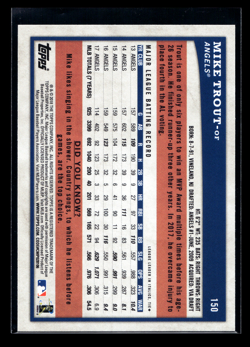 2018 Topps Big League Gold #150 Mike Trout (Los Angeles Angels)