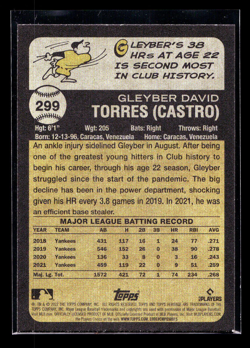 2022 Topps Heritage #299 Gleyber Torres (New York Yankees)
