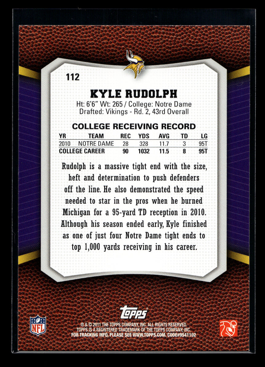 2011 Topps Rising Rookies #112 Kyle Rudolph Rookie (Minnesota Vikings)