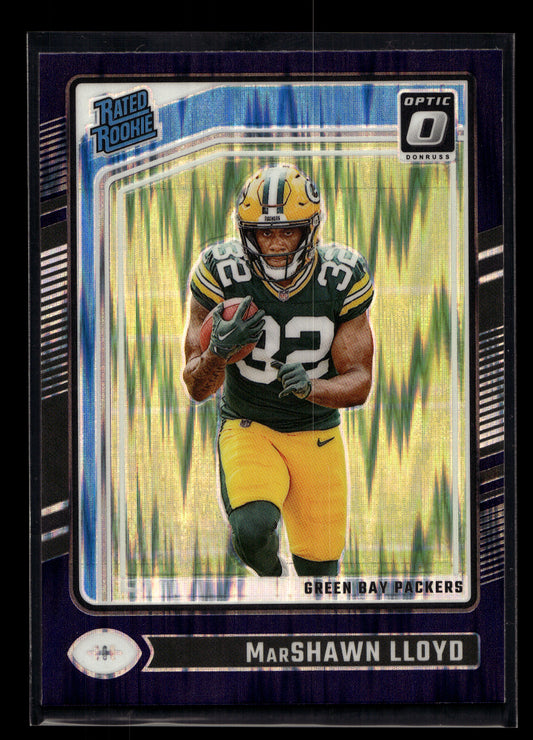 2024 Donruss Optic Purple Shock #275 MarShawn Lloyd Rated Rookie (Green Bay Packers)