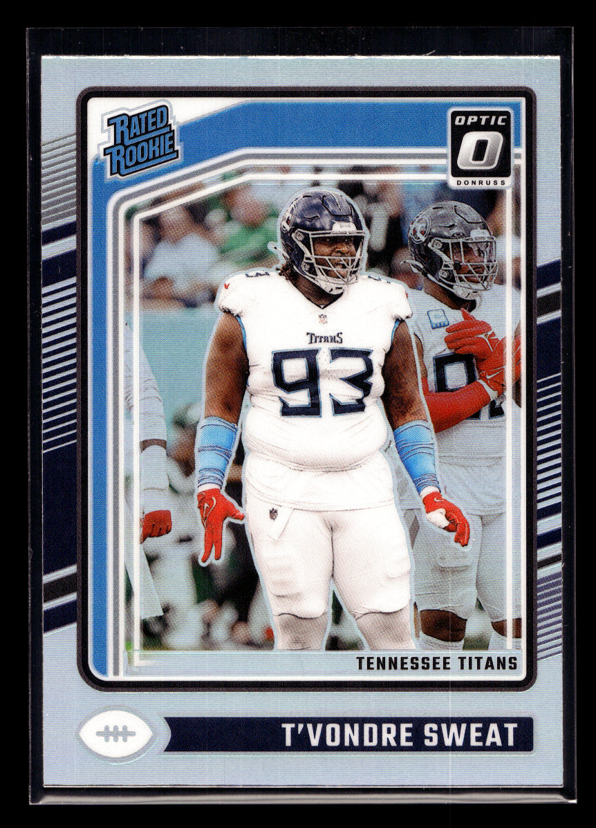 2024 Donruss Optic Holo #295 T'Vondre Sweat Rated Rookie (Tennessee Titans)