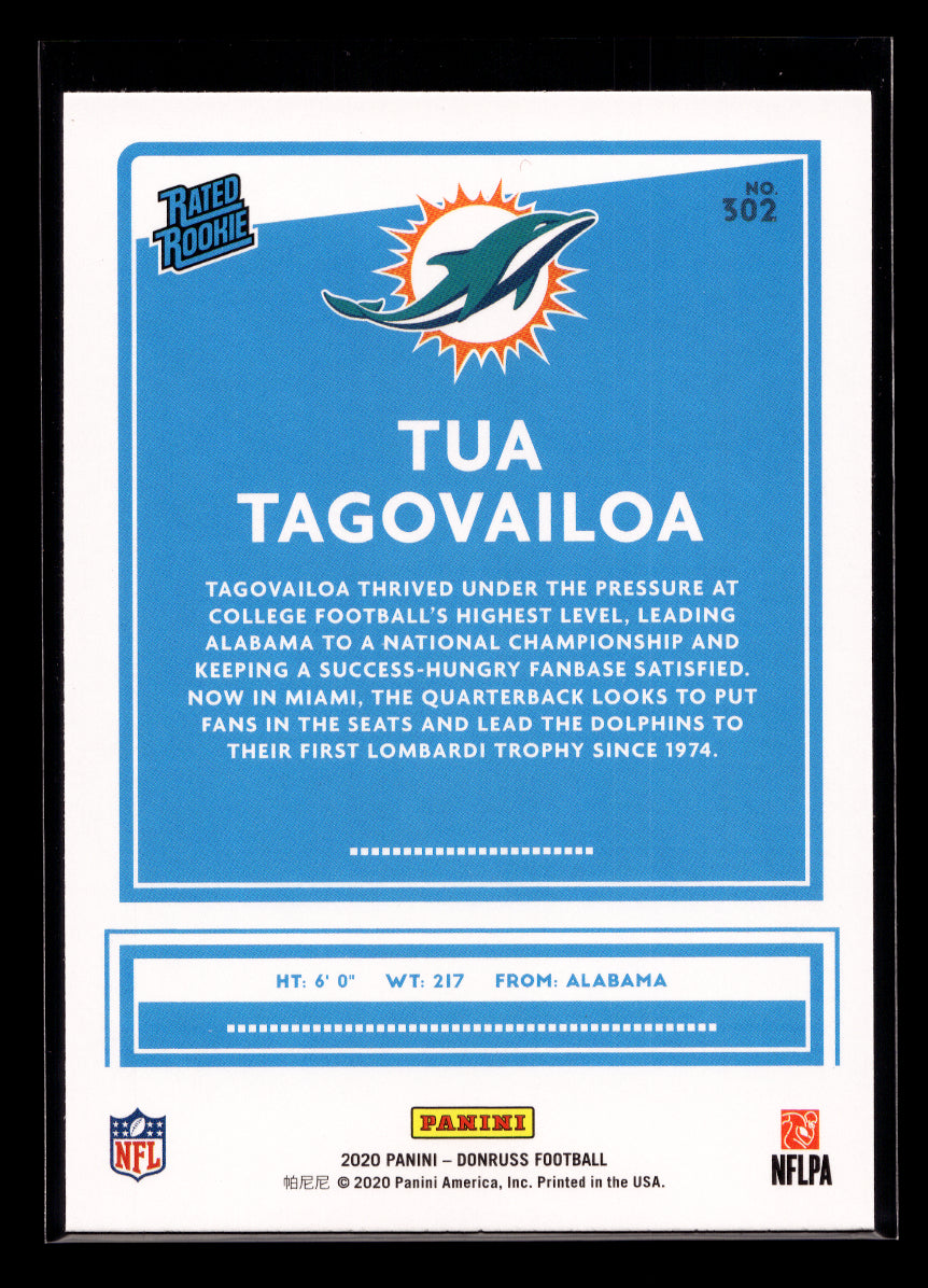 2020 Donruss #302 Tua Tagovailoa Rated Rookie (Miami Dolphins)