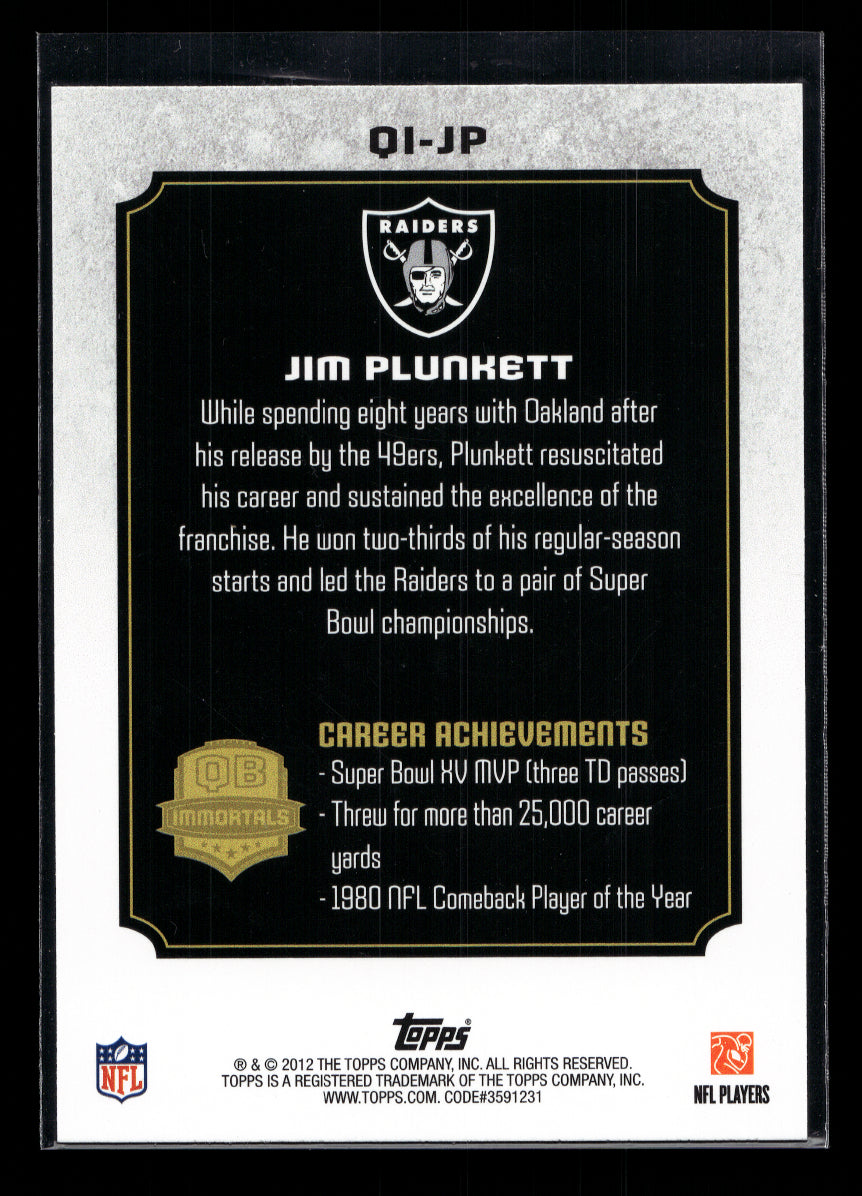 2012 Topps QB Immortals #QIJP Jim Plunkett (Oakland Raiders)