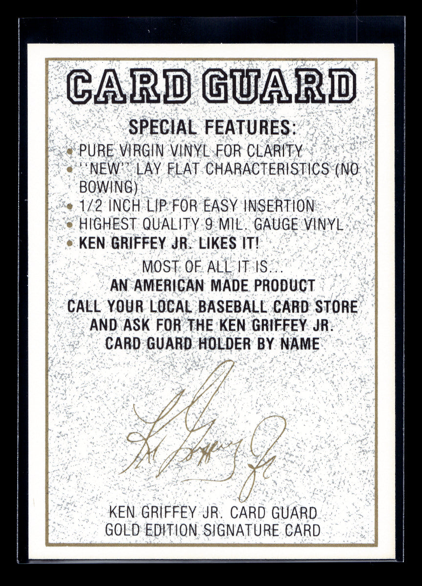 1991 Griffey Card Guard Promo #2 Ken Griffey Jr./Griffey's waist is visible (Seattle Mariners)