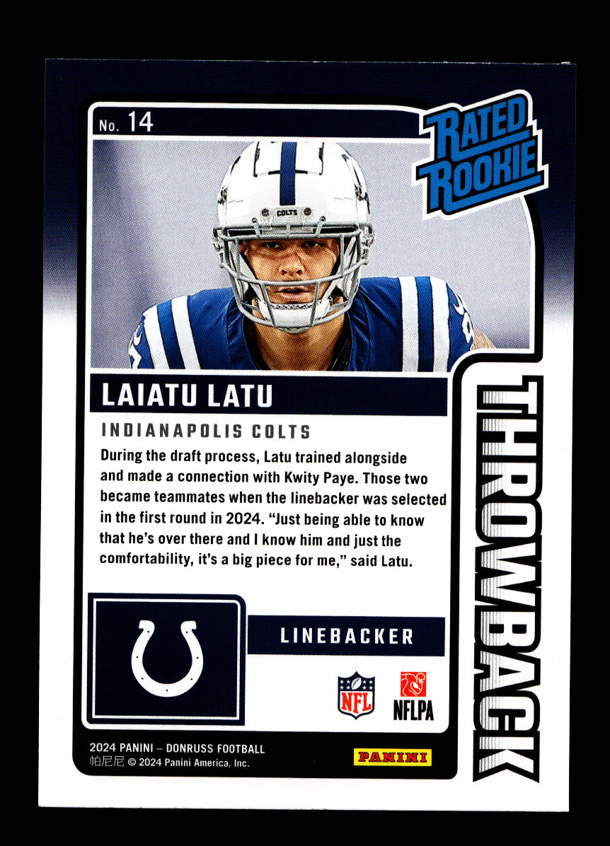 2024 Donruss Rated Rookies Throwback #14 Laiatu Latu ( Indianapolis Colts)