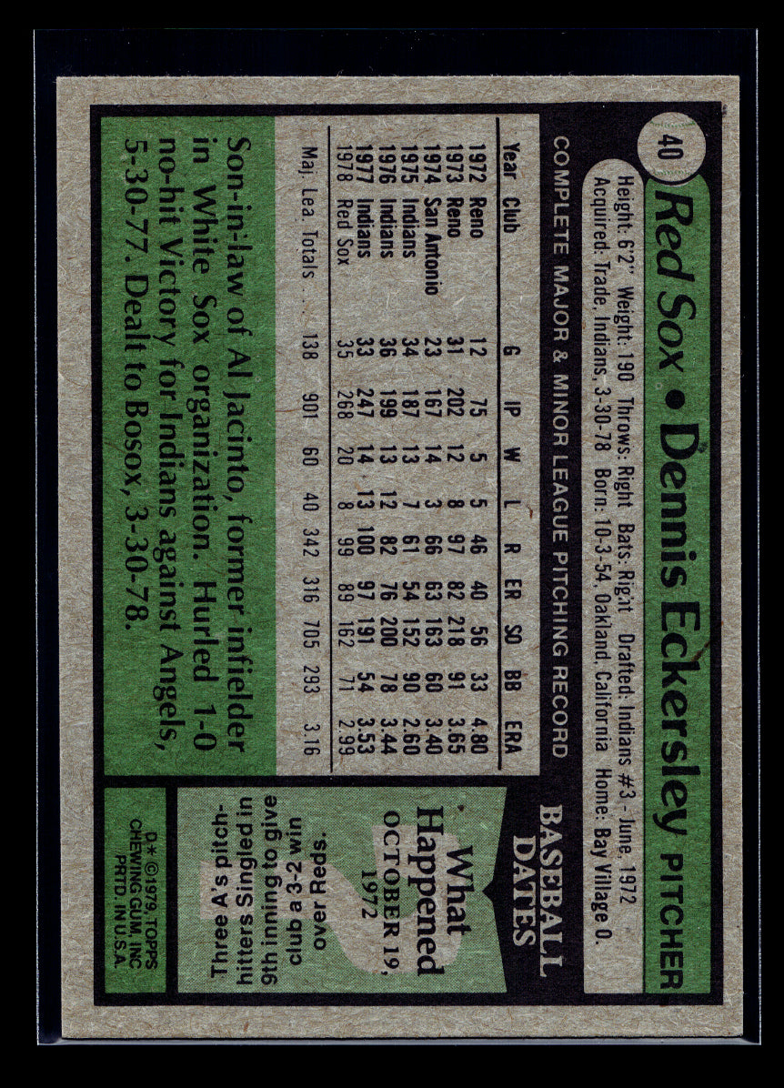 1979 Topps #40 Dennis Eckersley (Boston Red Sox)